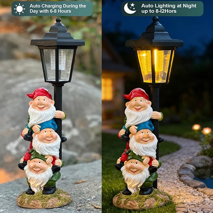 Solar Garden Gnomes Statue, Solar Gnomes Figurine Light - Image 3