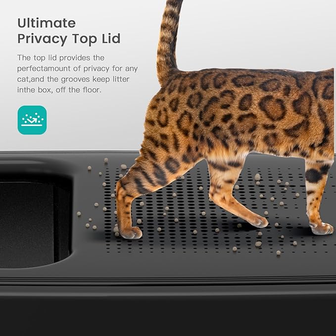 WoofiGo Enclosed Stainless Steel Cat Litter Box - Image 3