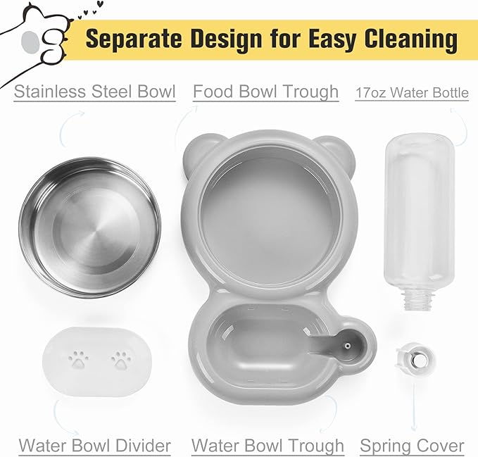 Double Dog Cat Bowls, Cat Food and Water Bowl Set - Image 3