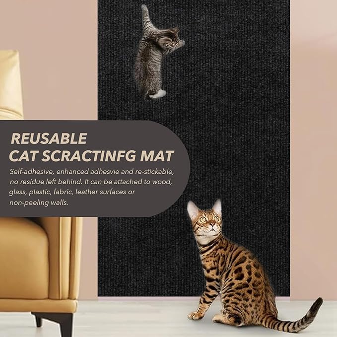 78.7"X15.8" Cat Scratching Mat, Self-Adhesive Cats Carpet, DIY Scratch - Image 5