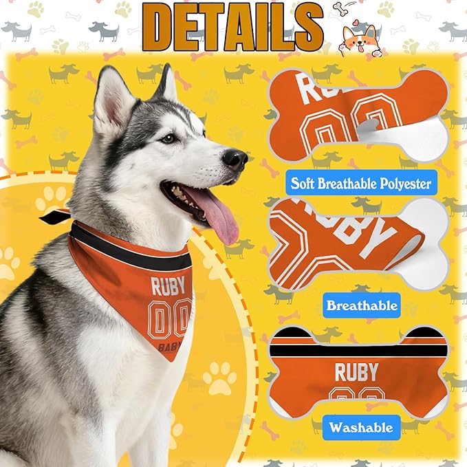 Custom Dog Bandana with Your Own Logo Text Personalized Dog Scarf Triangle Bibs - Image 5