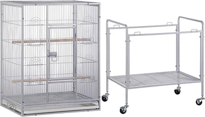 ZENY 53-Inch Bird Flight Cage, Wrought Iron Standing Large - Image 8