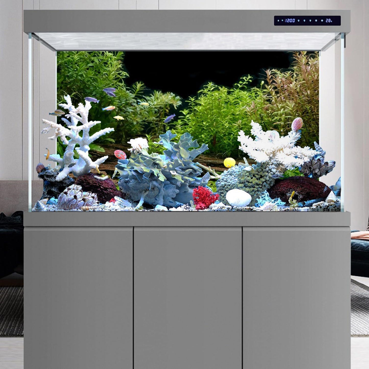 AWERT Aquarium Background River Bed & Lake Aquatic Plant Fish Tank Background Vinyl 30x12 inches
