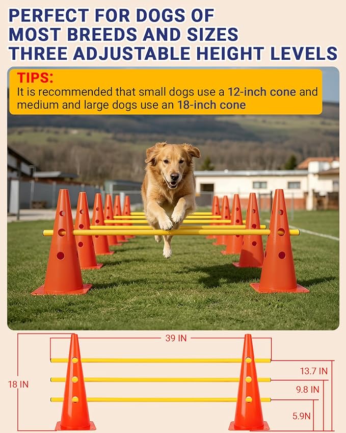 Dog Agility Course Backyard Set, Dog Agility Hurdle Cone Set - Image 2