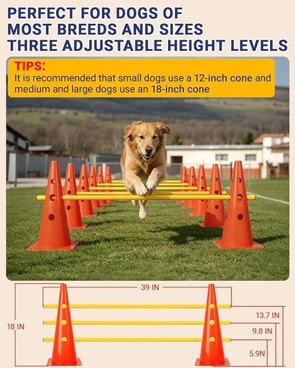 Dog Agility Course Backyard Set, Dog Agility Hurdle Cone Set - Image 2