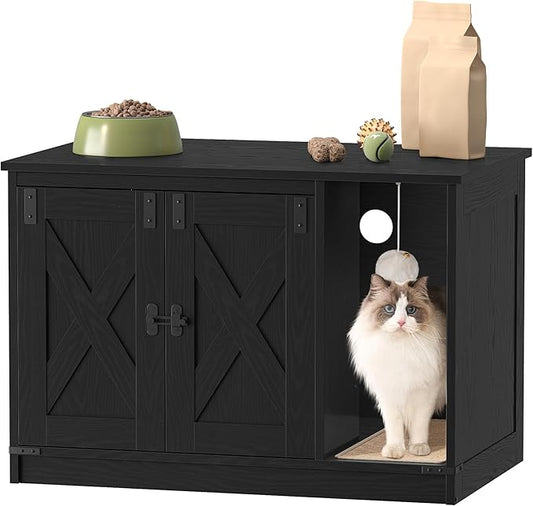 Hzuaneri Cat Litter Box Enclosure, Hidden Litter Box Cabinet Furniture by Hzuaneri