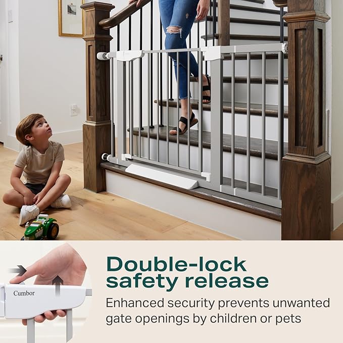 Cumbor 30-46" Baby Gate for Stairs, Gifts for Mom-Auto Close Dog Gate for The - Image 4
