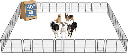 DUMOS Dog Playpen Indoor, Metal 40 Inch 48 Panels Foldable Pet Fence by DumosLifestyle