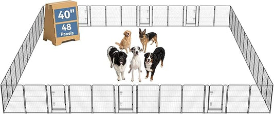 DUMOS Dog Playpen Indoor, Metal 40 Inch 48 Panels Foldable Pet Fence by DumosLifestyle