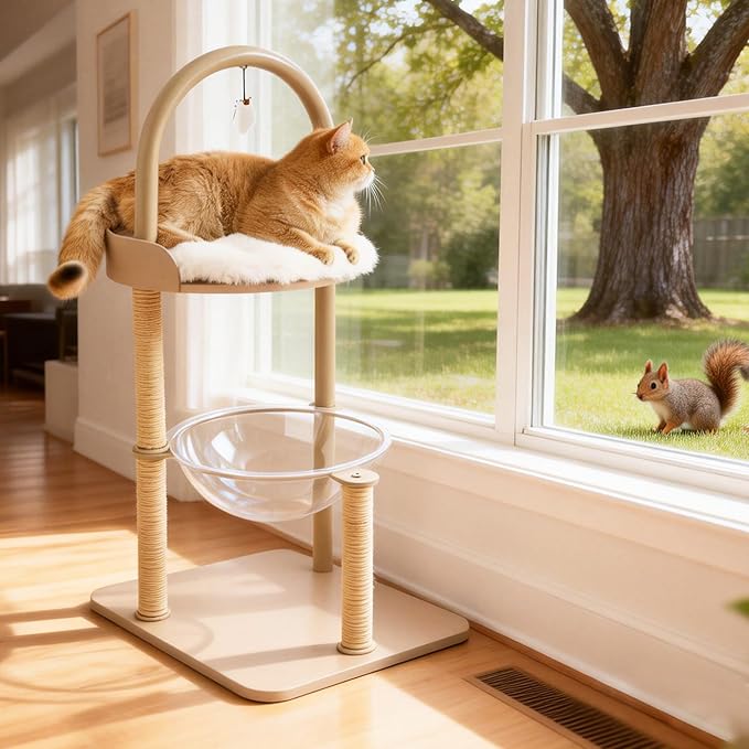 34" Modern Cat Tree Furniture, Minimalist Metal Frame Cat Tower - Image 2