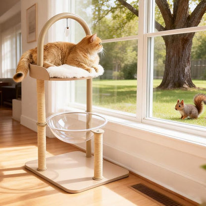 34" Modern Cat Tree Furniture, Minimalist Metal Frame Cat Tower - Image 2