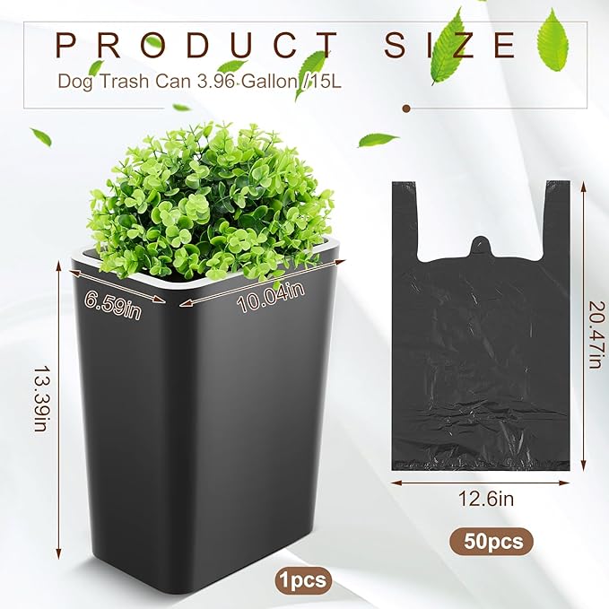 Jingmore Dog Poop Trash Can Outside 3.96 Gal/15 L Plant Styled Dog Waste Trash - Image 2