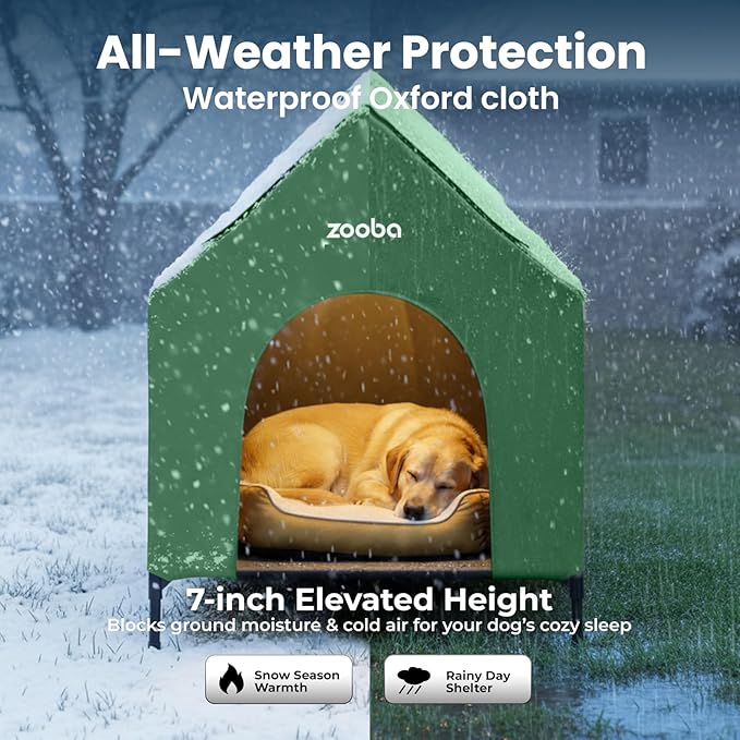 Zooba 29" 2-in-1 Dog House for Medium Dogs, Elevted Dog House Outdoor/Indoor - Image 6