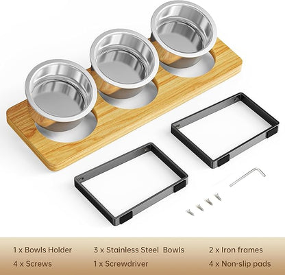 Elevated Cat Bowls with 3 Stainless Steel Bowls | 10° Tilted Anti-Vomiting - Image 7