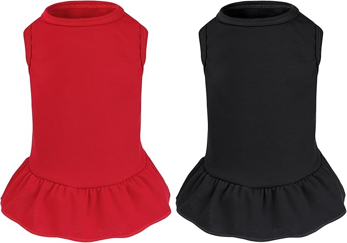 2 Pcs Dog Dress Cute Cat Skirt Solid Color Summer Clothes by choyaxo