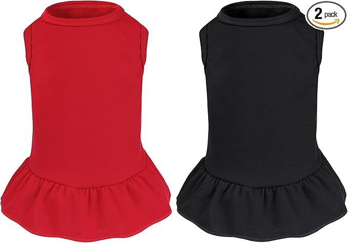 2 Pcs Dog Dress Cute Cat Skirt Solid Color Summer Clothes by choyaxo