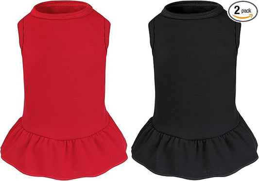 2 Pcs Dog Dress Cute Cat Skirt Solid Color Summer Clothes by choyaxo