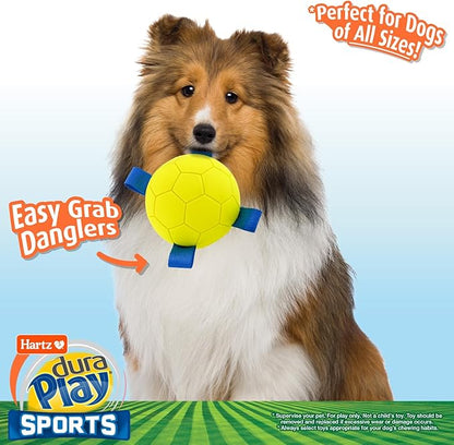 Hartz Dura Play Sports Soccer Dog Toy, Bacon Scented Squeaky Latex Yellow & - Image 2