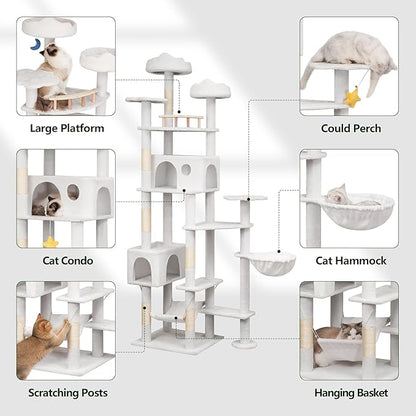 Meecal 79in Tall Cat Tower for Heavy Duty Big Cats, Large Cat Tree - Image 2