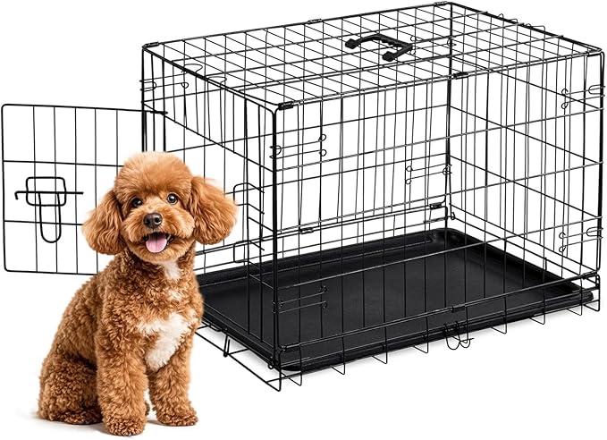 Sweetcrispy 30 Inch Single Door Dog Crate, Metal Pet Kennel by Sweetcrispy