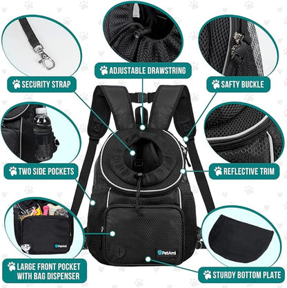 PetAmi Dog Front Carrier Backpack, Adjustable Dog Pet Cat Chest Carrier Backpack - Image 4