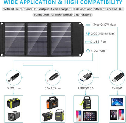 MARBERO Portable Solar Panel 30W Solar Panel Charger 23% High Efficiency - Image 3