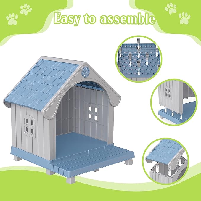 DRATO Large Dog House Outdoor Indoor, Sturdy Plastic Waterproof Doghouse - Image 6