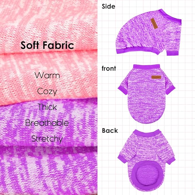 2 Pack Dog Sweaters for Small Dogs Girl Boy Winter Fleece Clothes Warm Soft Dog - Image 4