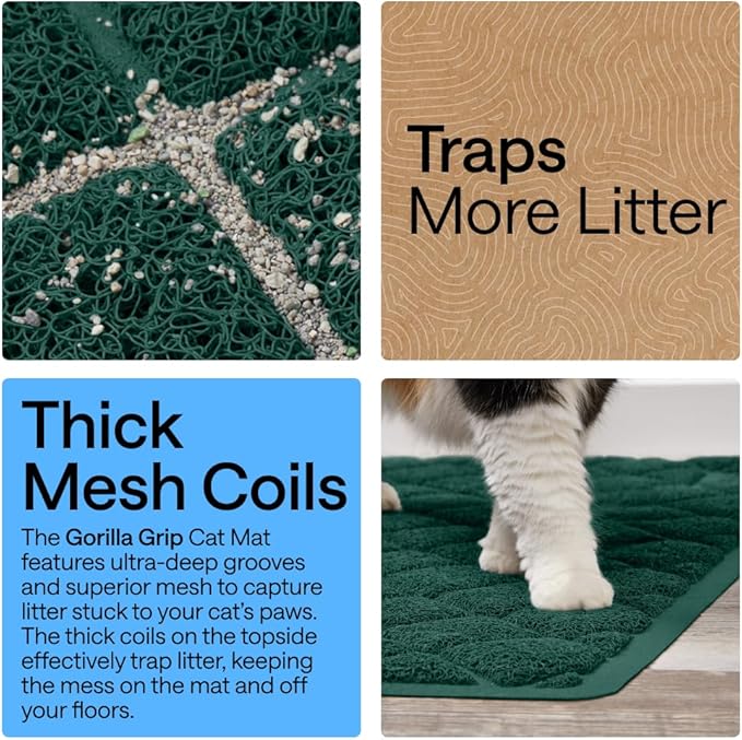 GORILLA GRIP Cat Litter Box Mat, Cushioned Coil Mesh Litter Trapping Mats - Image 3