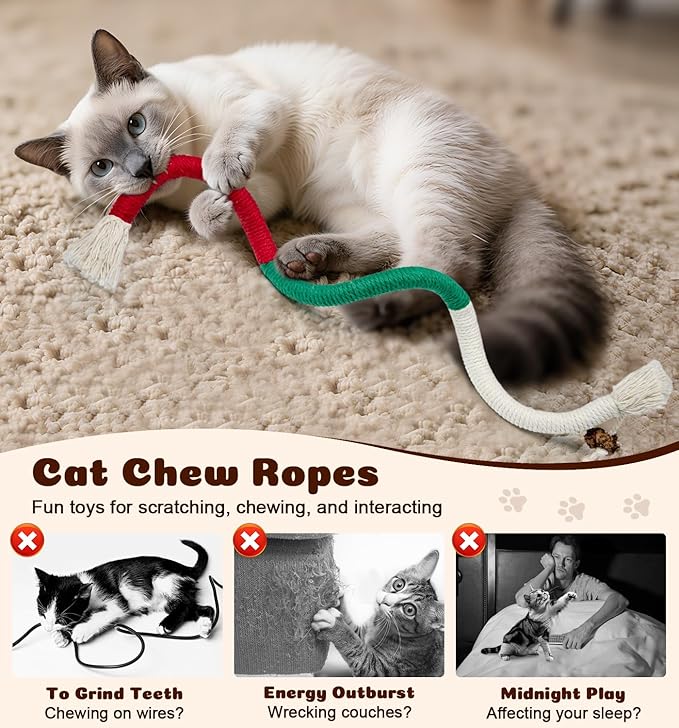 Cat Chew Ropes 4Pcs, Cat Toys for Indoor Cats - Image 2