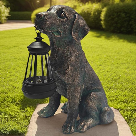 Dog Statue with Solar Lantern by HomeDecoration
