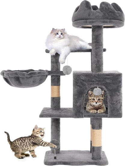 Cat Tree Tower with Metal Frame Hammock, Cat Towers with Scratching Post - Image 9