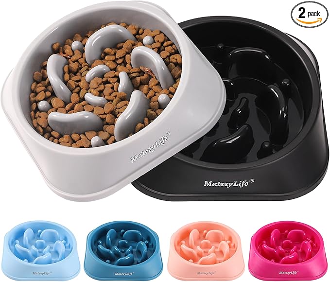 MateeyLife Slow Feeder Dog Bowls 2PCS, Anti-Choking Puzzle Dog Food Bowls by MateeyLife