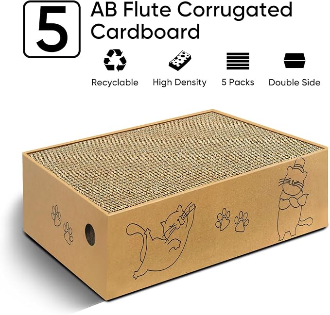 5 Packs Cat Scratcher Set with Storage Box, 2 Wave Lounge Pads + 3 Flat - Image 6