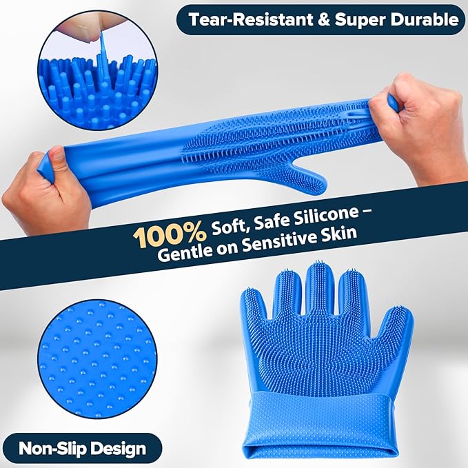 Augwind 6PCS Pet Grooming Kit for Dogs, Cats and Horses | Dog Washing Gloves | - Image 4
