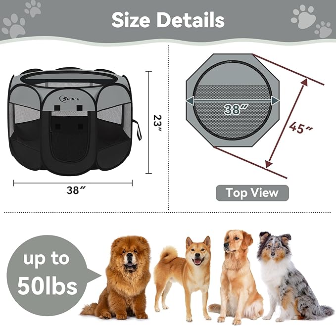 Siedihit Dark Grey Puppy Playpen - Image 8