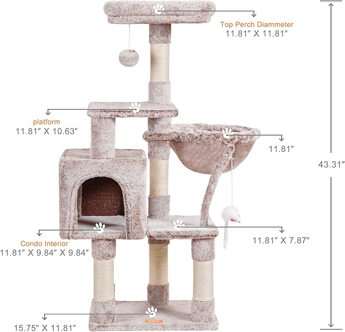 Heybly Cat Tree with Toy, Cat Tower condo - Image 2