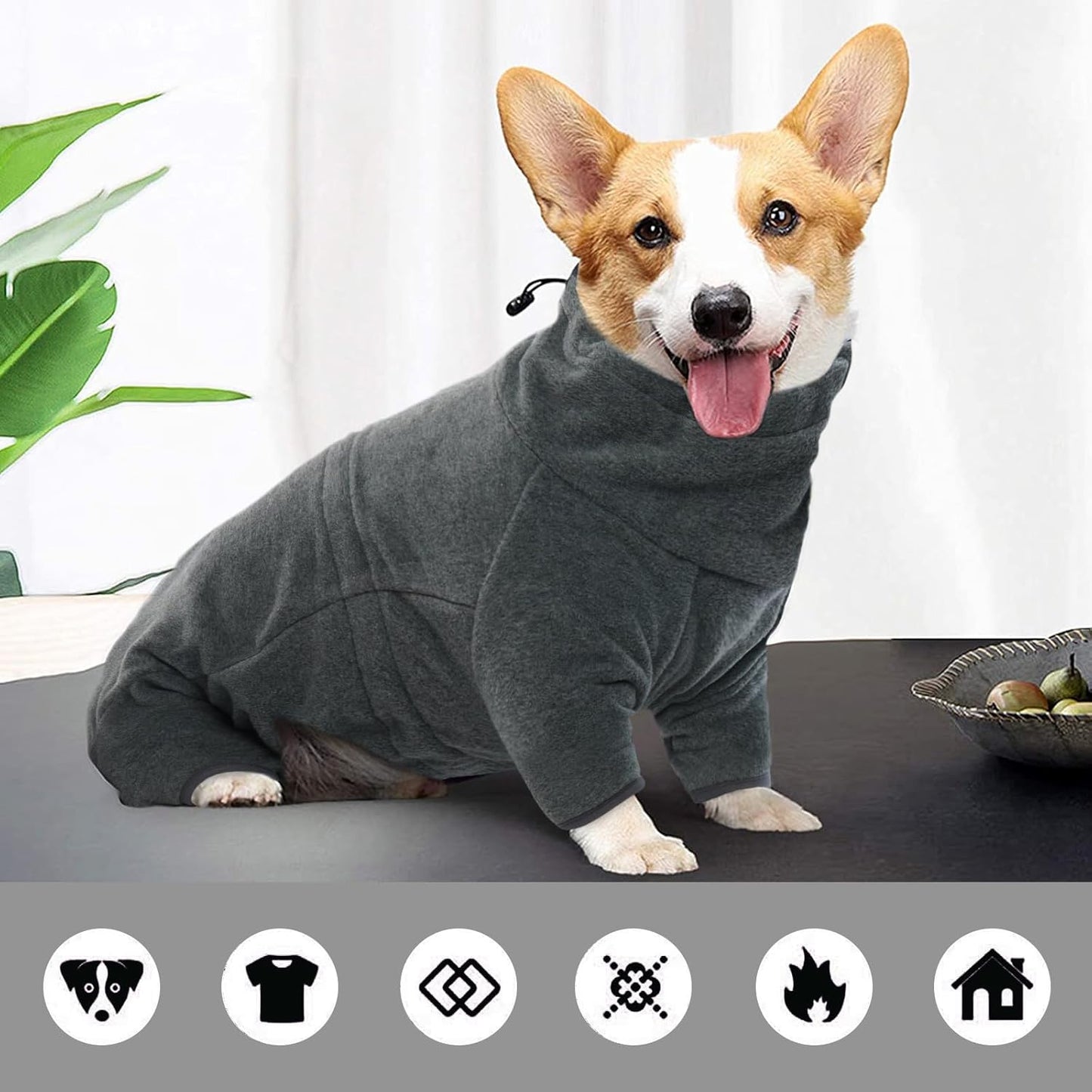 ROZKITCH Dog Coats with Legs, Pet Windproof Warm Cold Weather Jacket Vest Cozy Jumpsuit Apparel Outfit Clothes for Large Giant Dog Walking Hiking Sleep Grey 3XL