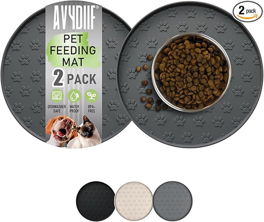 Pet Feeding Mats for Food and Water, Waterproof Anti-Slip Placemats for Dog Cat by AVYDIIF