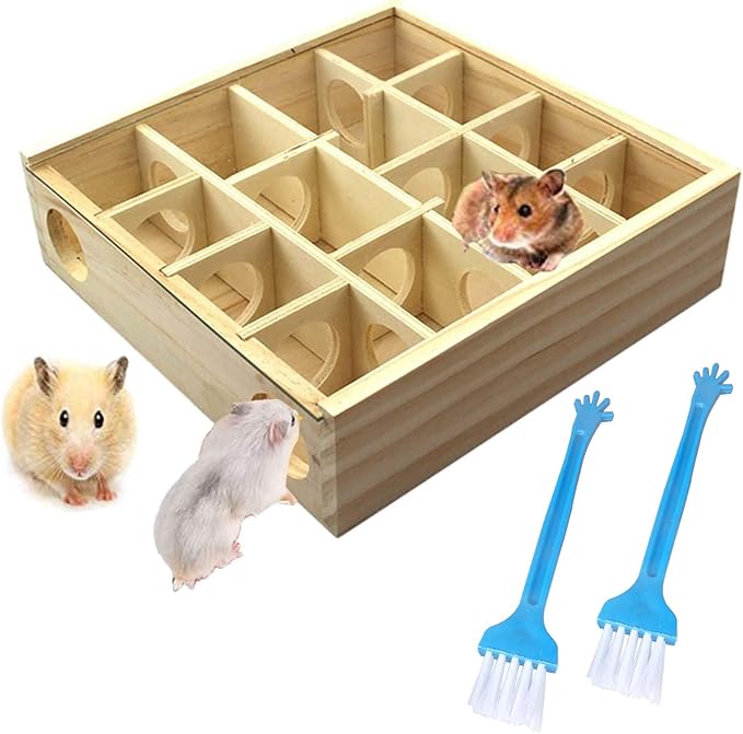 Wooden Maze Tunnel Toy with Cover, Small Pet Animals Sport Toy Funny Toy by Allazone