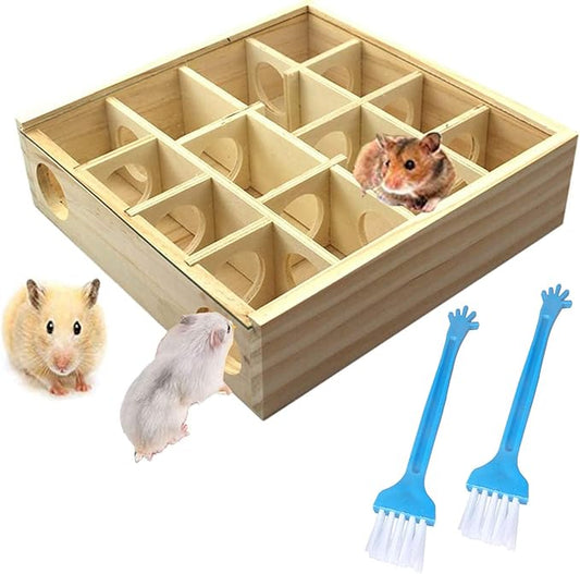 Wooden Maze Tunnel Toy with Cover, Small Pet Animals Sport Toy Funny Toy by Allazone