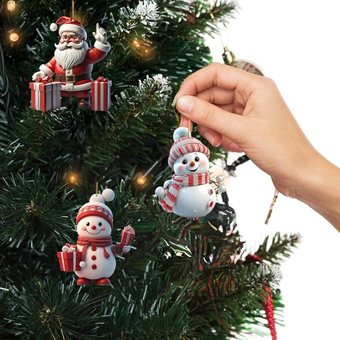 12 Pcs Christmas Tree Decorations Xmas Snowman Hanging Ornaments Cute Cartoon - Image 5