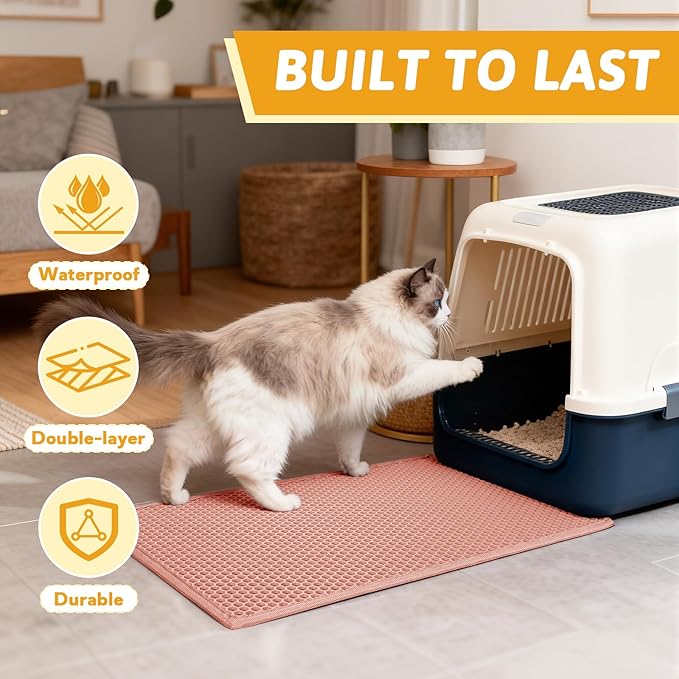 Pieviev Cat Litter Mat Double Layer Waterproof Urine Proof Trapping Mat 1 Pack) - Image 7