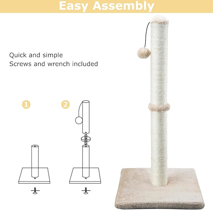 Dimaka 34" Height Tall Cat Scratching Post, Claw Scratcher - Image 2