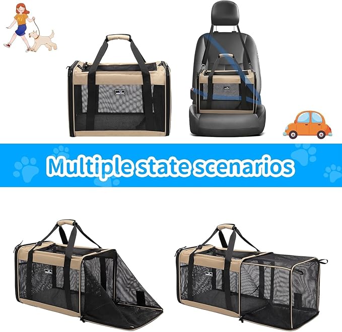 Wakytu Expandable Pet Carrier for Dogs & Cats, Large Travel Bag - Image 3