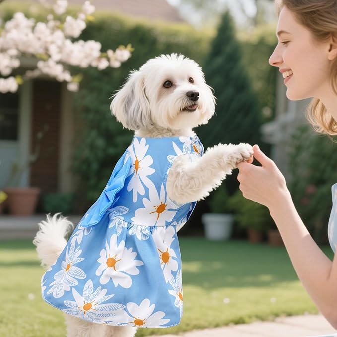 choyaxo Floral Dog Dress Cute Dog Skirt Pet Dress Summer Pet Clothes - Image 5