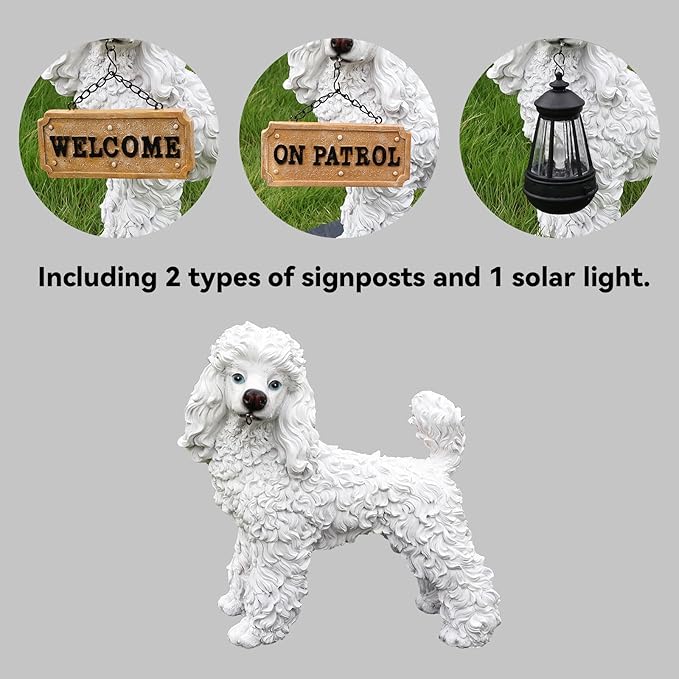 White Poodle Dog Garden Statue - Image 3