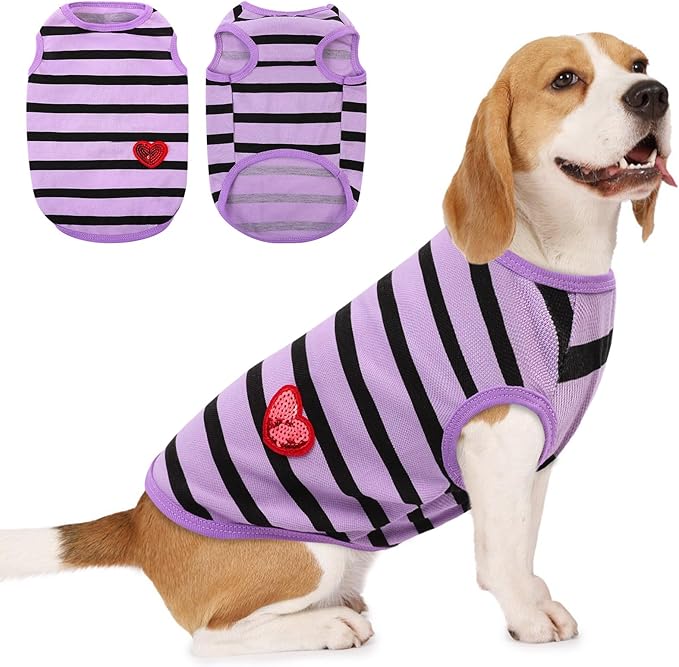 Dog Shirts for Large Dogs, Striped T-Shirts Pets Vest Pet Apparel Tee Shirts by PREFERHOUSE