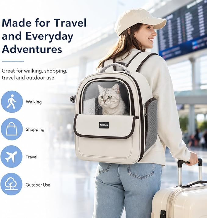 Cat Carrier Backpack for Cats&Small Dogs, Airline Approved TSA Foldable Pet - Image 8