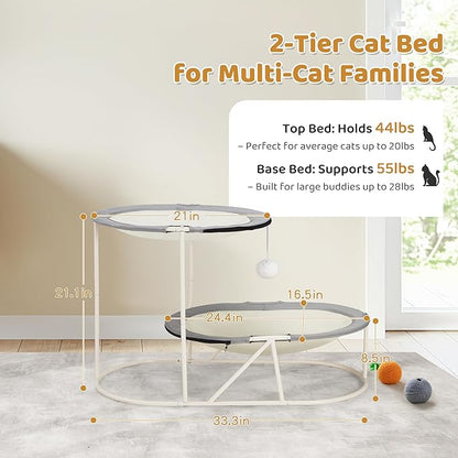 Erinnyees 2-Tier Elevated Cat Hammock Bed, Breathable Oxford - Image 3